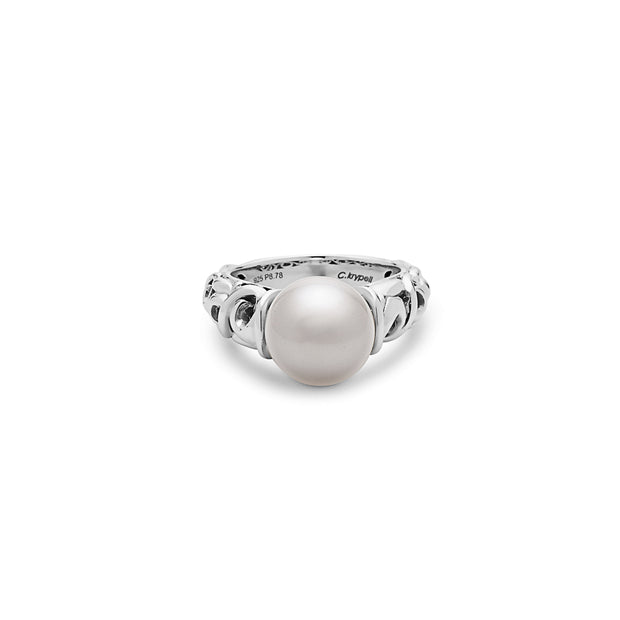 The Chitrani Silver Gemstone Cocktail Finger-ring (Pearl/Turquoise) — KO  Jewellery